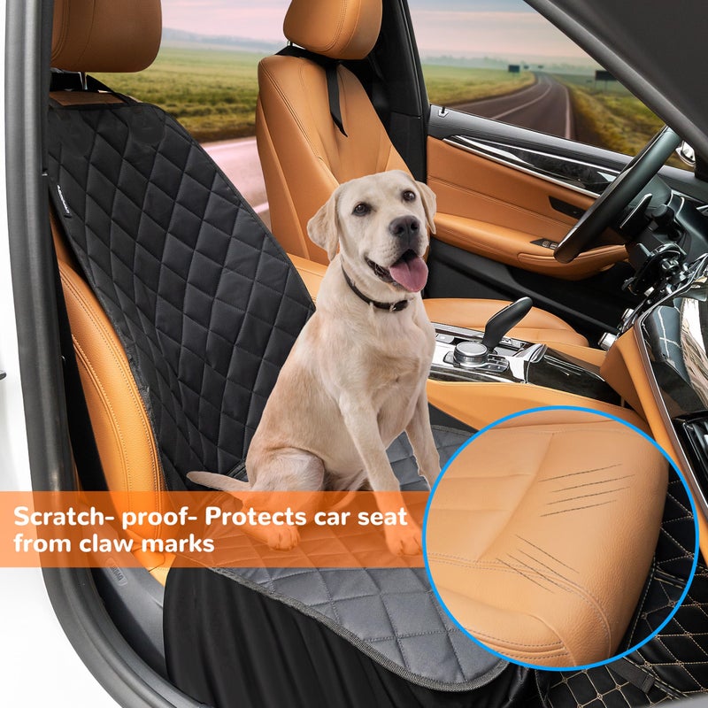 URPOWER Dog Car Seat Cover for Front Seat, Waterproof Pet Car Seat Protector with Pocket & Elastic Skirt, Non-Slip Dog Bucket Seat Covers for Cars, Trucks & SUVs - Image 3